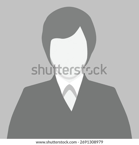 Monochrome simple gray avatar icon, default avatar female profile. Avatar for social media profiles. Vector