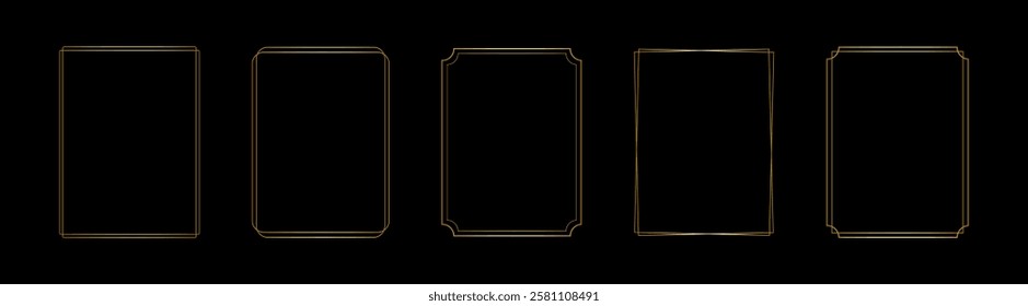 Monochrome simple line frame set vector. Vertical border frame cards.