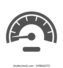 Icono monocromo del medidor simple vector de ilustración plana. Logotipo del dispositivo velocímetro con flecha para medir la velocidad del automóvil aislado. Elemento del equipo de control del salpicadero durante el vehículo de conducción