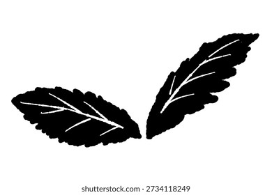 Monochrom Einfache Pfefferminze Blätter Vektor