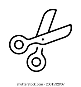 Monochrome simple scissors icon vector illustration. Linear logo stationery with blade for cutting, chopping, slicing isolated on white. Sharp metallic equipment for barber, art, creating design