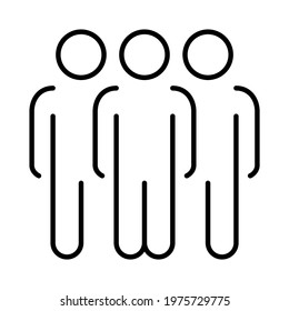 Monochrome simple team icon vector illustration. Linear logo of community, teamwork, society and cooperation isolated on white. Group of people colleagues standing together enjoying communication
