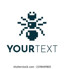 monochrome simple vector 1bit pixel art emblem of white ant
