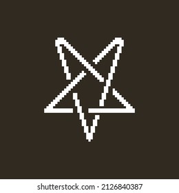 monochrome simple vector flat pixel art vector illustration of white pentagram star sign