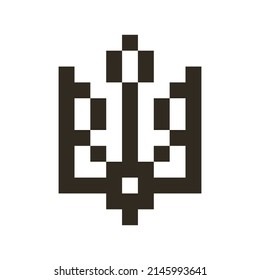 monochrome simple vector flat pixel art icon of minimalistic coat of arms of Ukraine