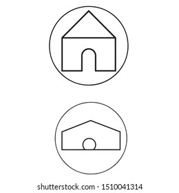 Monochrome simplified houses design. Vector illustration of minimalist black and white homes.