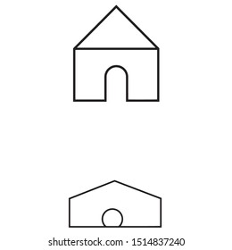 Monochrome simplified houses design. Vector illustration of minimalist black and white homes.