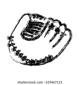 monochrome sketch of baseball glove vector illustration