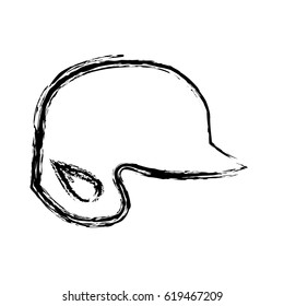 monochrome sketch of baseball helmet vector illustration
