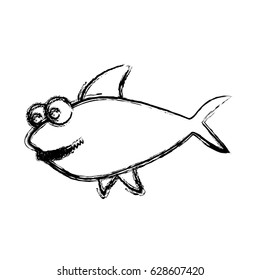 monochrome sketch of big shark vector illustration