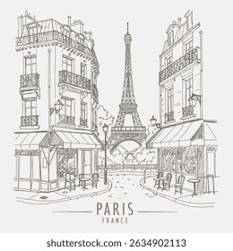 Esboço monocromático capturando a essência de Paris, mostrando sua arquitetura e ponto de referência.