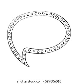 monochrome sketch of cloud speech with tail and contour of dots vector illustration
