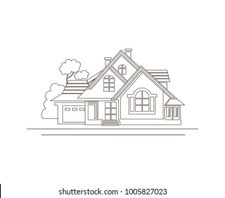 monochrome sketch design of private house