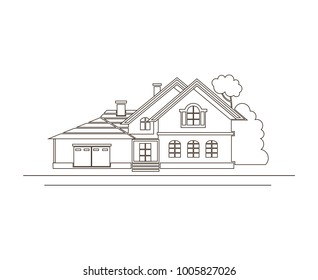 monochrome sketch design of private house