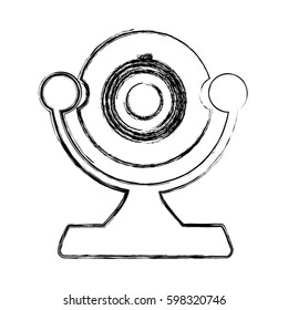 monochrome sketch of desktop webcam vector illustration