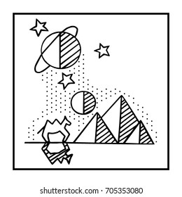 Monochrome Sketch Doodle Logo of Egypt. Vector doodle illustration.