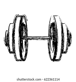 monochrome sketch of dumbbell icon vector illustration