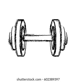 monochrome sketch of dumbbell for training in gym vector illustration