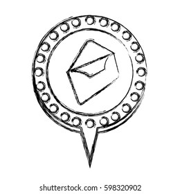 monochrome sketch with envelope mail and circular speech with contour dotted and tail vector illustration