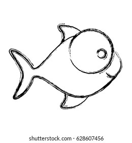 monochrome sketch of fish with big eye and small pupil vector illustration
