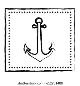 monochrome sketch frame with anchor vector illustration