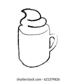 monochrome sketch hand drawn with coffee cup with cream vector illustration
