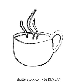monochrome sketch hand drawn of hot coffee cup side view vector illustration