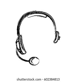 monochrome sketch of hands free headset icon vector illustration