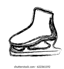 monochrome sketch of ice skate vector illustration