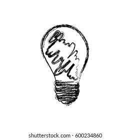 monochrome sketch of lightbulb dirty vector illustration
