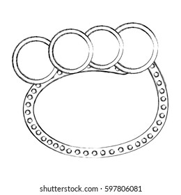 monochrome sketch of oval speech with four circles in top side vector illustration