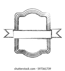 monochrome sketch of rectangular frame with ribbon in the center vector illustration