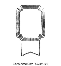 monochrome sketch of rectangular frame with wide ribbon vector illustration