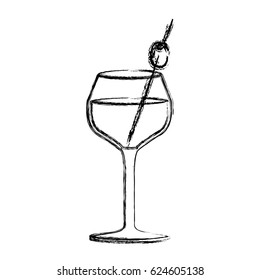 monochrome sketch silhouette of burgundy glass cocktail vector illustration