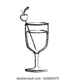 monochrome sketch silhouette of glass cup cocktail vector illustration