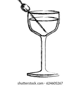 monochrome sketch silhouette of glass cup cocktail vector illustration