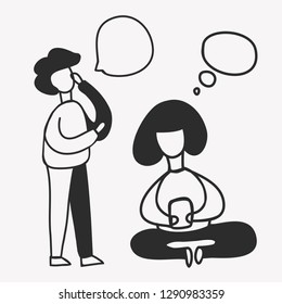 Monochrome sketch. Speech bubble. Vector illustration. Eps 10