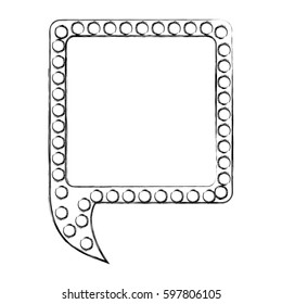 monochrome sketch of square speech with tail and contour of dots vector illustration