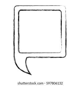 monochrome sketch of square speech with tail to left side vector illustration
