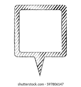 monochrome sketch of square speech with tail and contour of stripes vector illustration