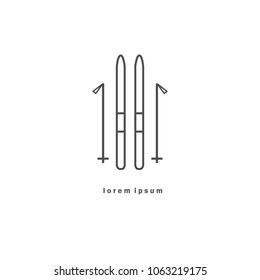 Monochrome skiing icon. Can be used as element of corporate identity, logo