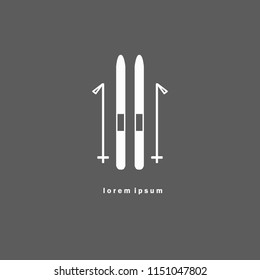 Monochrome skiing icon. Can be used as element of corporate identity, logo