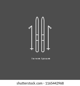 Monochrome skiing icon. Can be used as element of corporate identity, logo