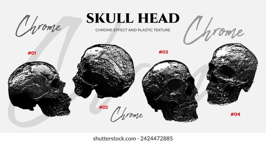 Monochrome skull head free vector