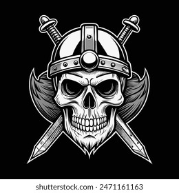 Monochrome skull logo design for company