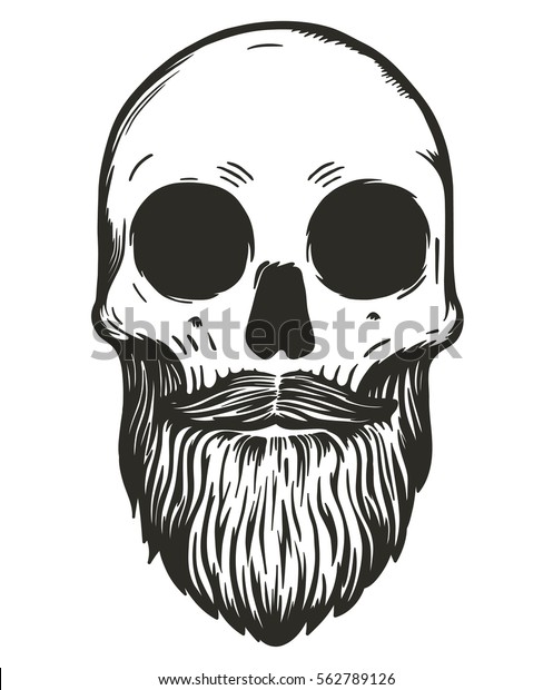 Monochrome Skull Mustache Beard Hipster Skull Stock Vector (Royalty ...