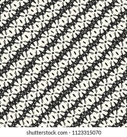 Monochrome Slanted Floral Stripes Pattern