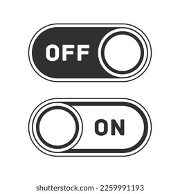 Monochrome slider button. On and Off toggle switch buttons.