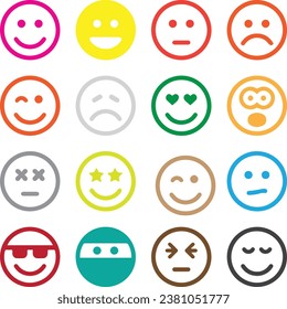 Monochrome Smile Icons Set on White Background..eps