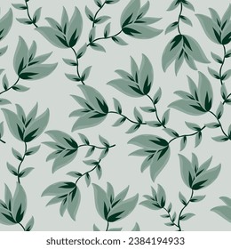 monochrome a solid abstract blooming flower arrangement motif with stalk leaves, all over vector design with solid background illustration digital image for textile printing factory